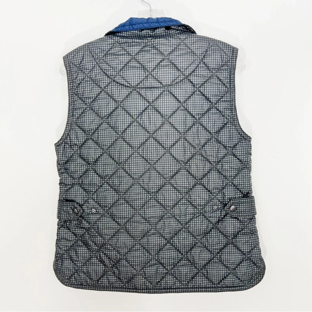 Coach Quilted Gingham Vest in Loden Navy Size Small